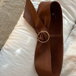 B-Low The Belt - Wide Soft Leather Belt with gold buckle in Tan color. NWOT